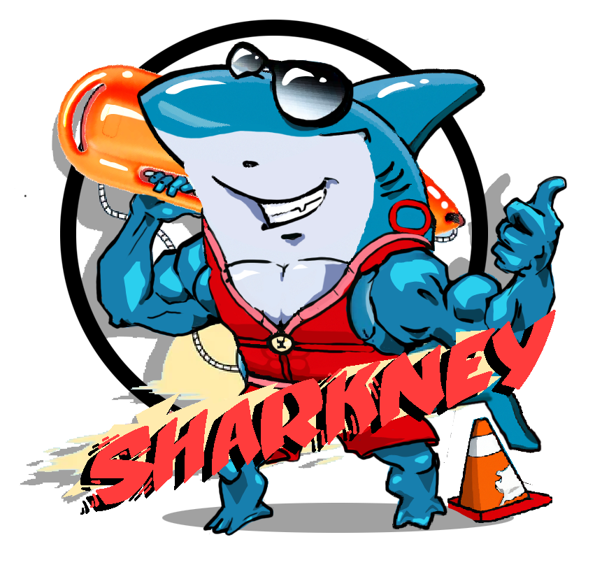 Sharkney la mascota de Piscina El Caney