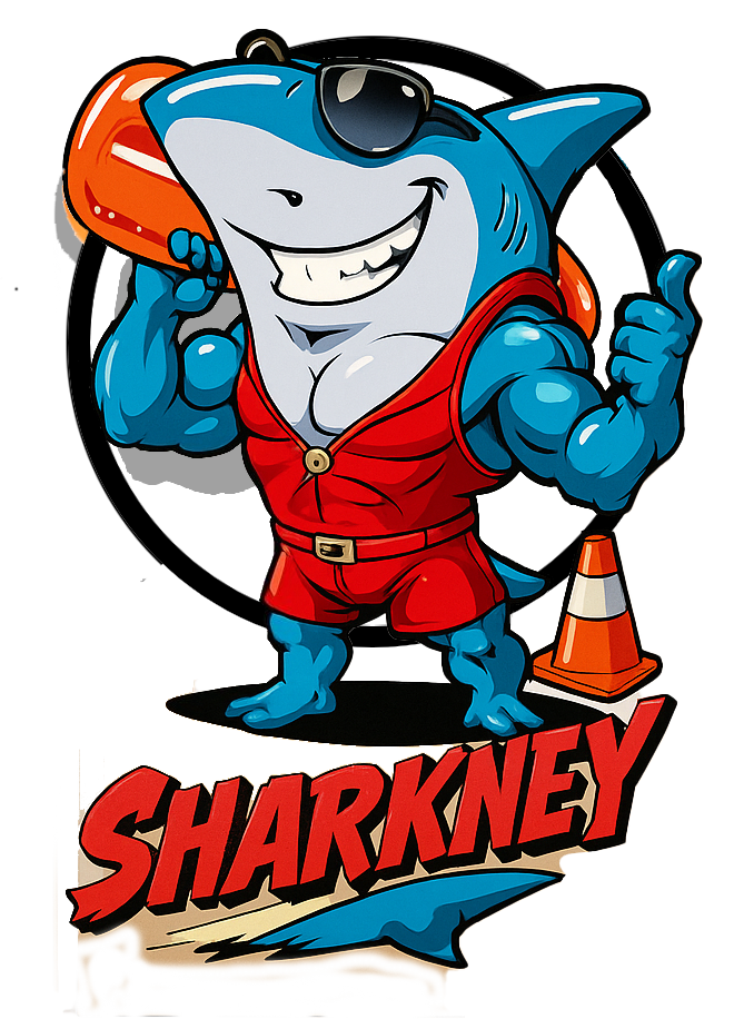 Sharkney la mascota de Piscina El Caney